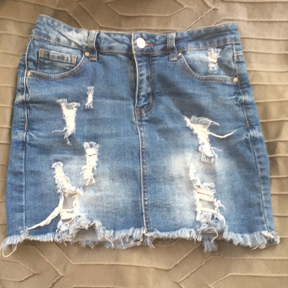 Jean rip skirt